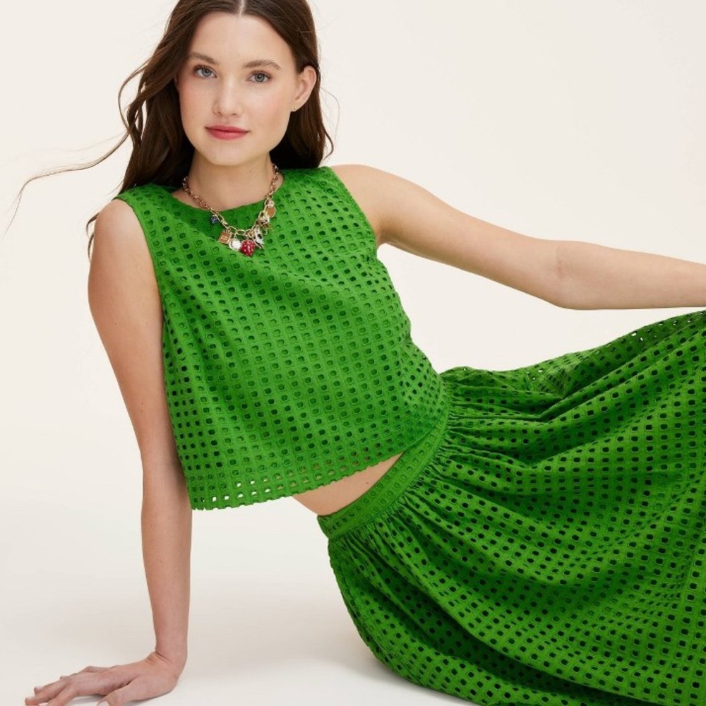 Kate Spade x Target Vibrant Green Sleeveless Crop Top and Skirt Set